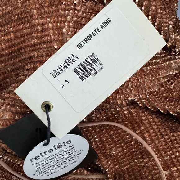 NWT RETROFÊTE KATYA SEQUIN DRESS IN BRONZE - Picture 9 of 15
